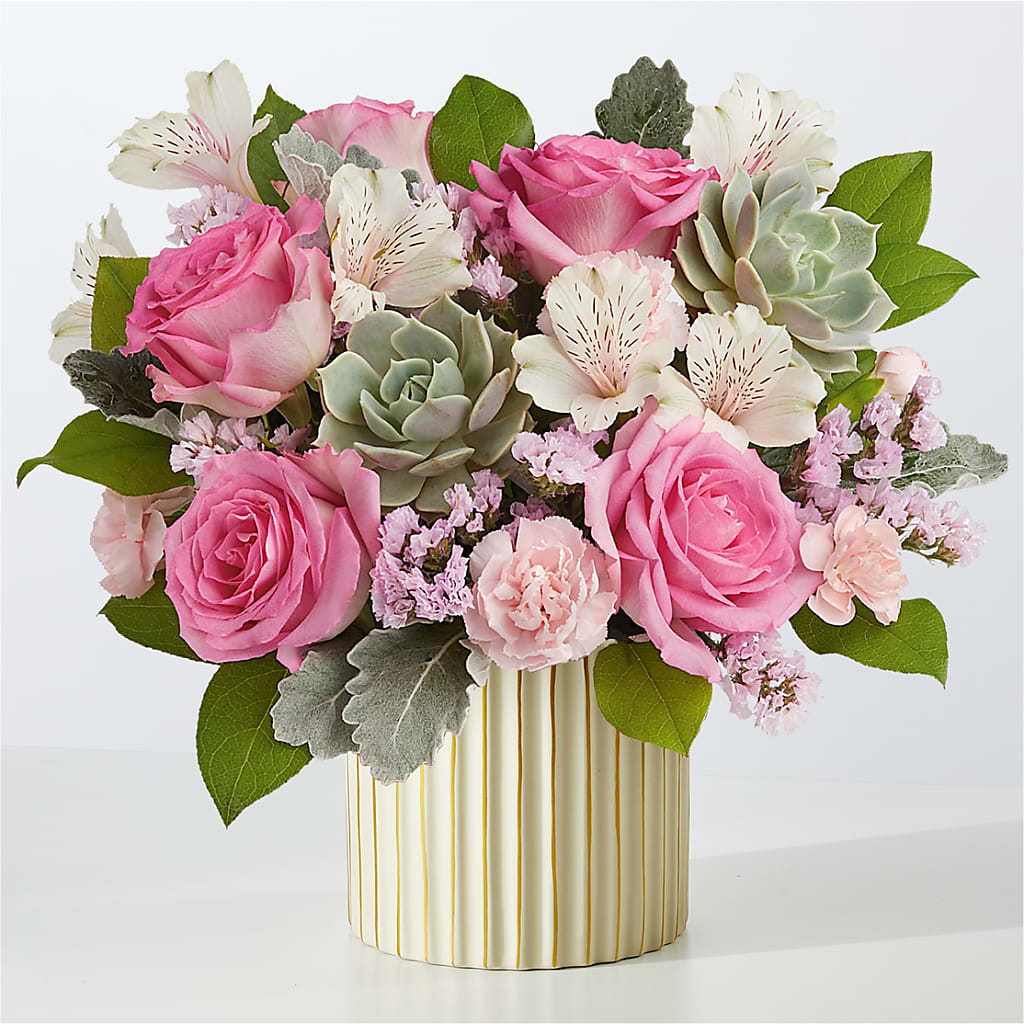Dusty Rose Bouquet with Ivory Vase – PASSMORE'S FLOWERS, Brantford ON