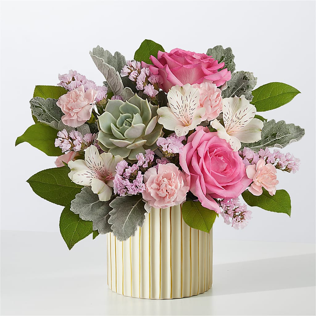Dusty Rose Bouquet with Ivory Vase – PASSMORE'S FLOWERS, Brantford ON