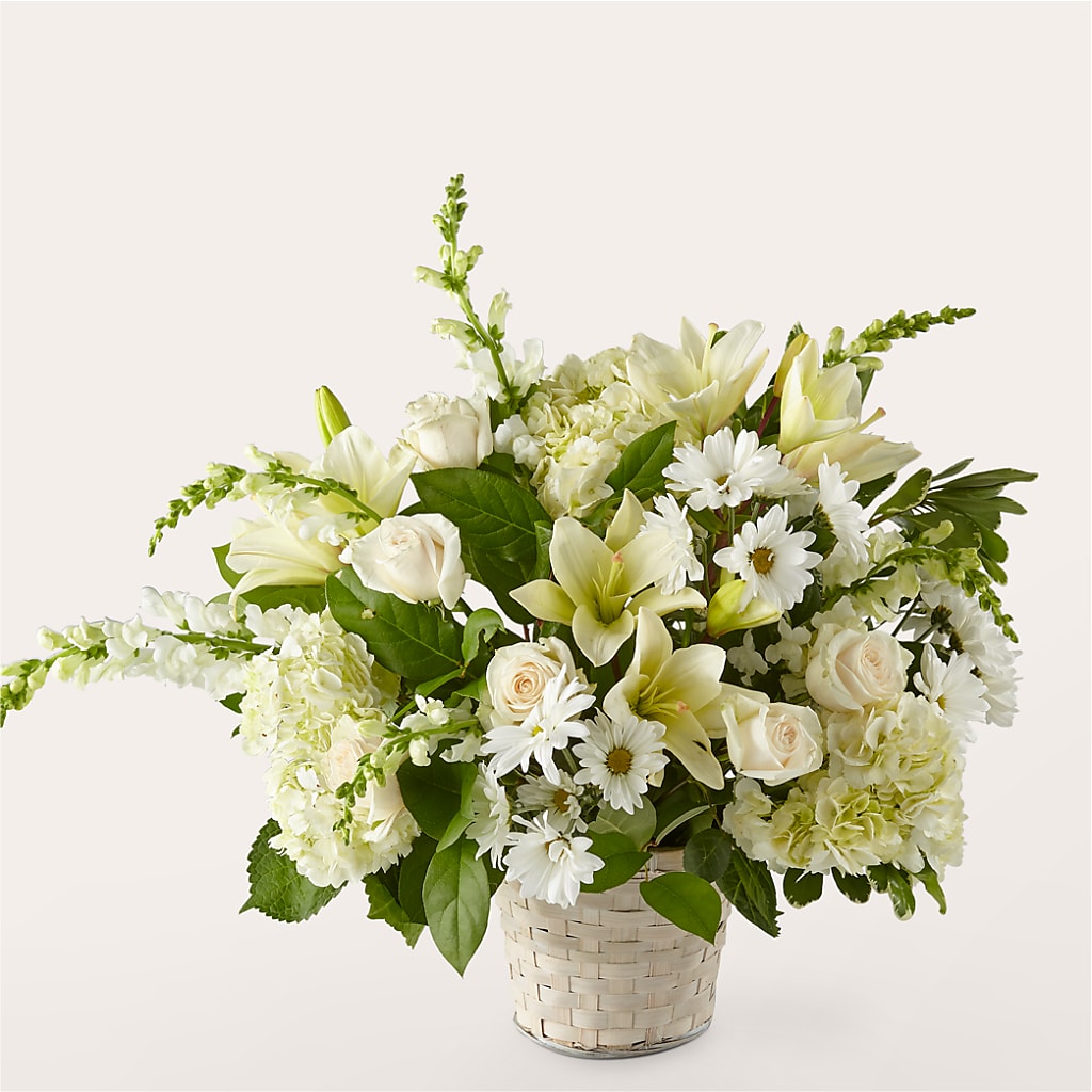 Ivory Elegance Floral Basket – PASSMORE'S FLOWERS, Brantford ON