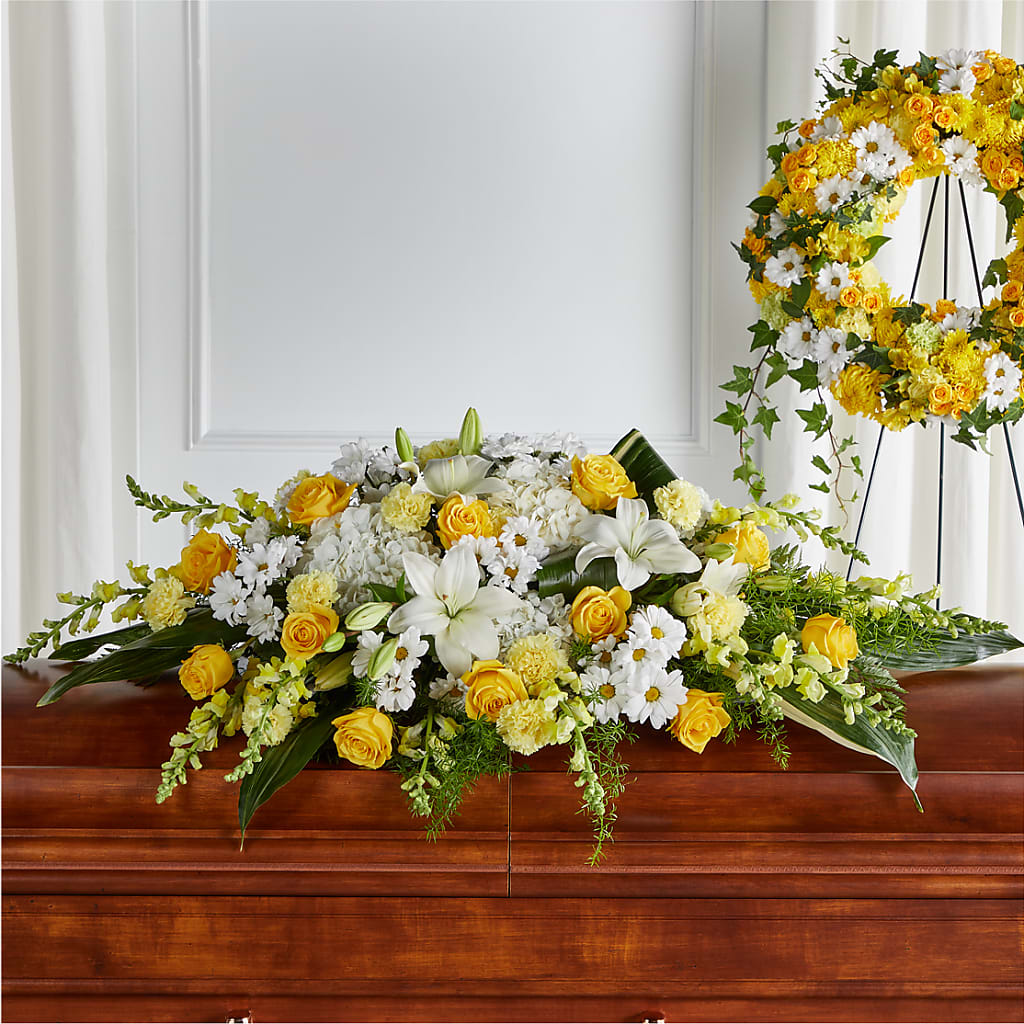 Golden Harmony Casket Spray – PASSMORE'S FLOWERS, Brantford ON