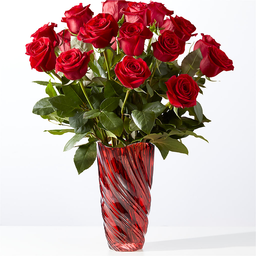 Classic Love Red Rose Bouquet with Luxe Swirl Vase – PASSMORE'S FLOWERS, Brantford ON