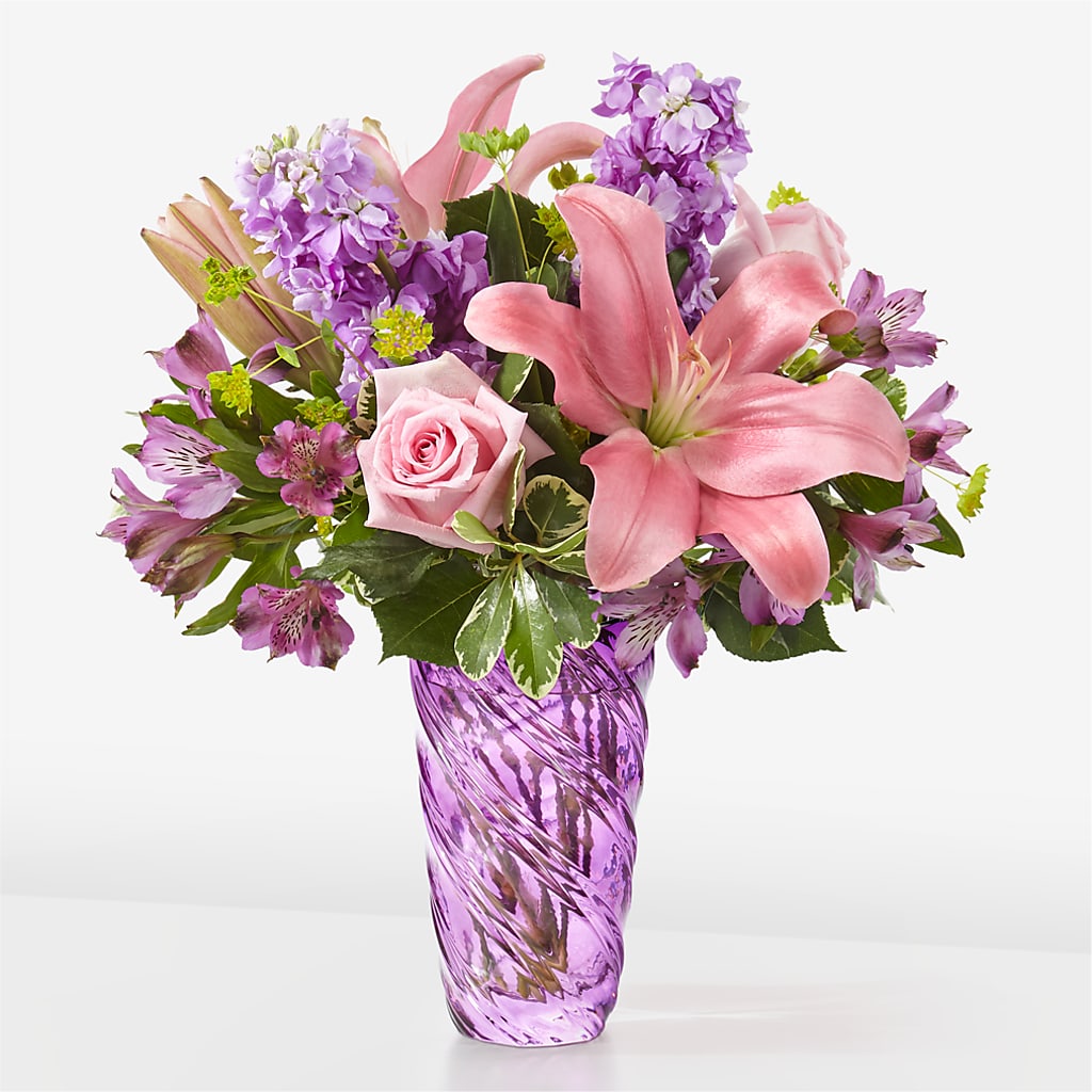 Precious Petals Bouquet with Luxe Swirl Vase – PASSMORE'S FLOWERS, Brantford ON