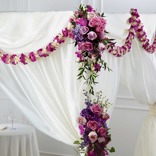 Decoración de chuppah con colores y luces